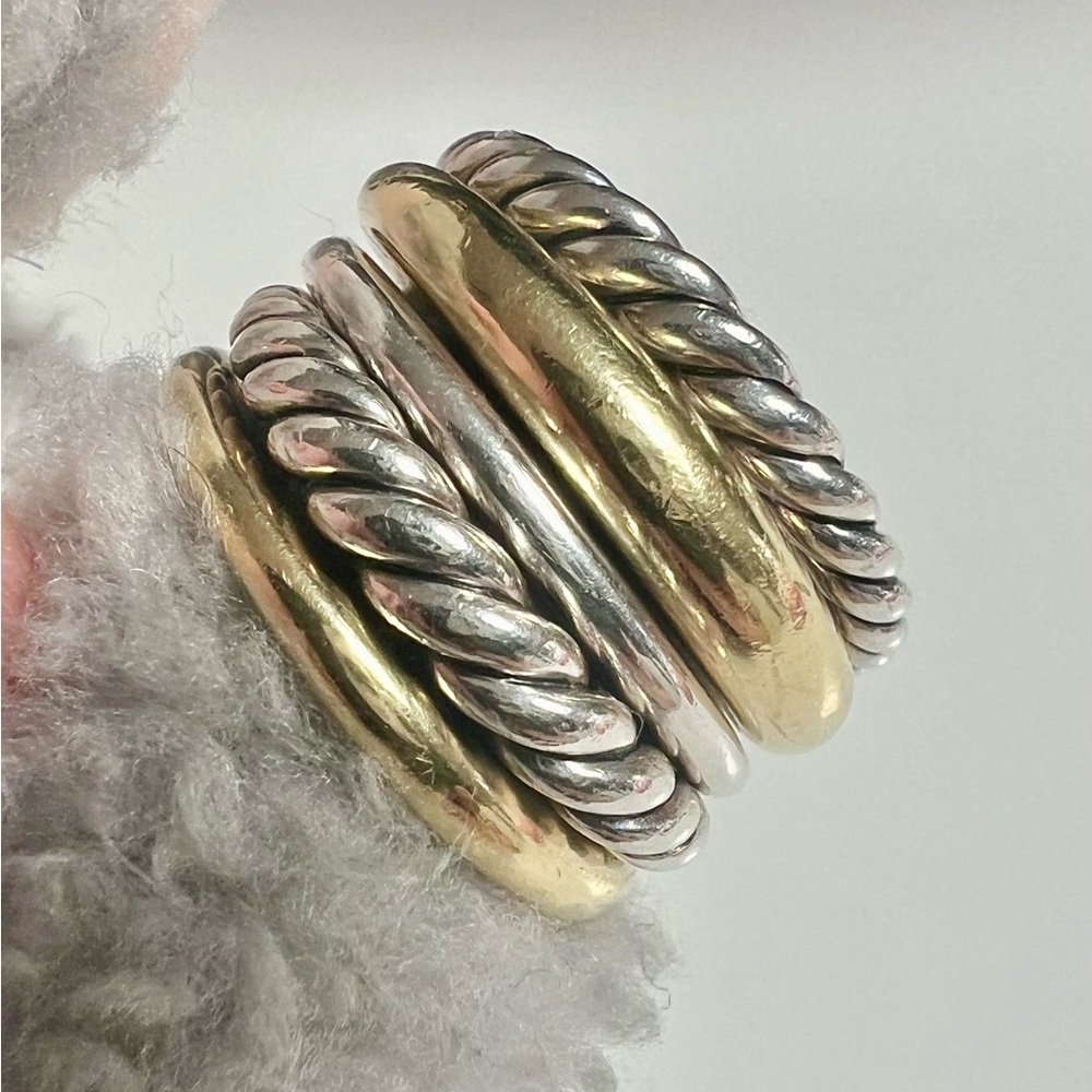 David Yurman 18kt Gold and Silver/- 5 Layer Stacked Ring.